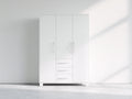 Armario de madera 120x55x200 cm - Blanco - 3 puertas y 3 cajones para dormitorio