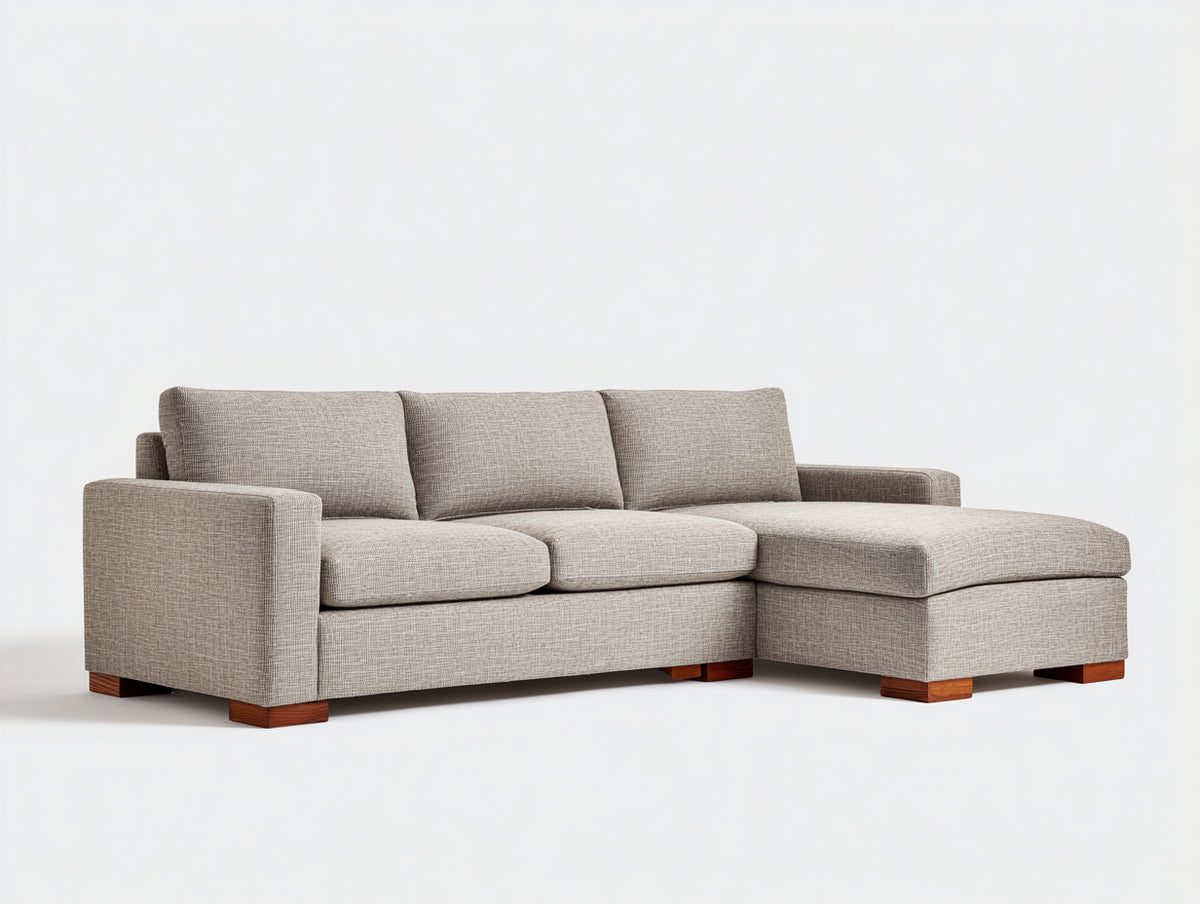 Sofá de esquina tapizado 248x165x86 cm - beige - diseño moderno con chaise longue para salón
