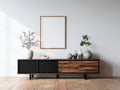 Mueble recibidor 220x42x65 cm - Marrón-Negro - 2 puertas y 4 cajones