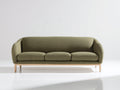 Sofá de 3 plazas 220x88x80 cm - Verde oliva-Marrón claro - Diseño envolvente con 3 cojines de asiento