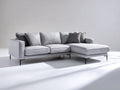 Sofá de esquina de tela 280x175x85 cm - gris claro - diseño moderno con chaise longue y patas metálicas