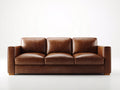Sofá de 3 plazas de cuero 220x92x88 cm - marrón - diseño moderno con acabado envejecido