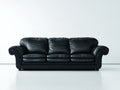 Sofá de 3 plazas de cuero negro 220x95x90 cm - Asientos acolchados y diseño clásico