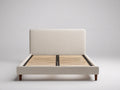 Cama doble tapizada 210x180x120 cm - Beige - Cabecero alto y diseño moderno para dormitorio
