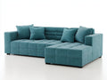 Sofá de esquina de tela 285x180x85 cm - azul turquesa - diseño moderno con chaise longue y asiento acolchado