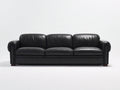 Sofá de 3 plazas tapizado 218x91x82 cm - negro - diseño clásico con brazos redondeados para salón