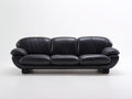 Sofá de 3 plazas de piel 220x95x90 cm - negro - diseño clásico con asiento acolchado