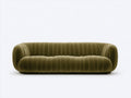 Sofá de 3 plazas de terciopelo 230x95x75 cm - verde oliva - diseño moderno acanalado