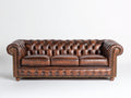 Sofá de 3 plazas tapizado 215x92x78 cm - marrón - diseño Chesterfield capitoné para salón