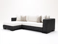 Sofá de esquina tapizado 245x165x84 cm - negro-blanco - diseño moderno con chaise longue para salón