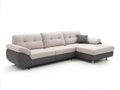 Sofá de esquina de tela beige y gris oscuro 285x180x88 cm - Diseño moderno con asiento amplio
