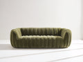 Sofá de 3 plazas de tejido acanalado 220x95x76 cm - verde oliva - diseño moderno con acolchado vertical