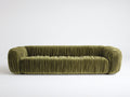 Sofá de 3 plazas 235x96x72 cm - Verde oliva - Diseño envolvente con acabado plisado