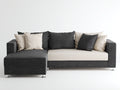 Sofá de esquina tapizado - 260 x 180 x 85 cm - gris oscuro y beige - chaise longue y diseño moderno