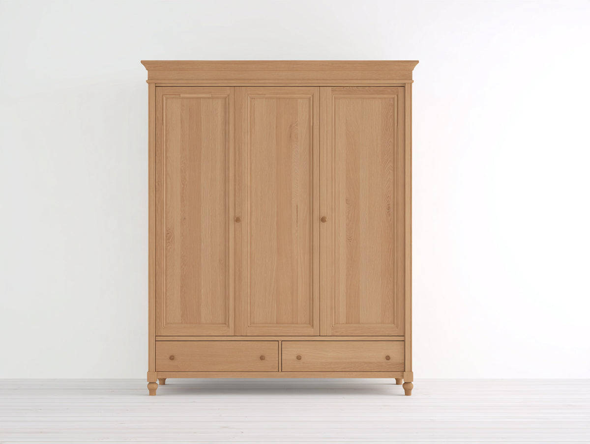 Armario de madera 150x60x210 cm - Marrón claro - 3 puertas y 2 cajones para dormitorio