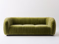 Sofá de 3 plazas 225x95x78 cm - Verde oliva-Negro - Diseño curvo con acolchado vertical
