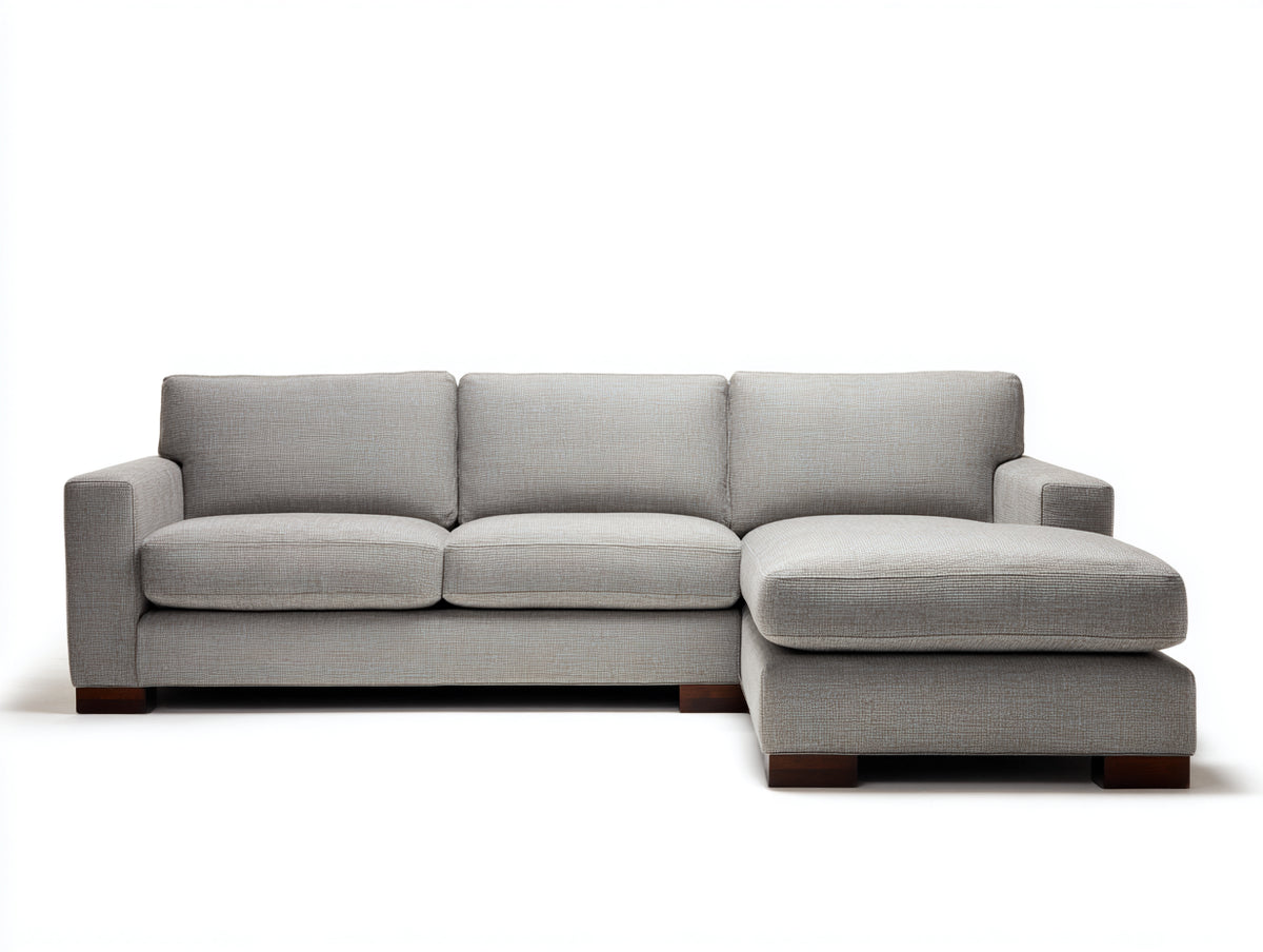 Sofá de esquina 268x165x86 cm - Gris claro - Diseño con chaise longue y cojines acolchados